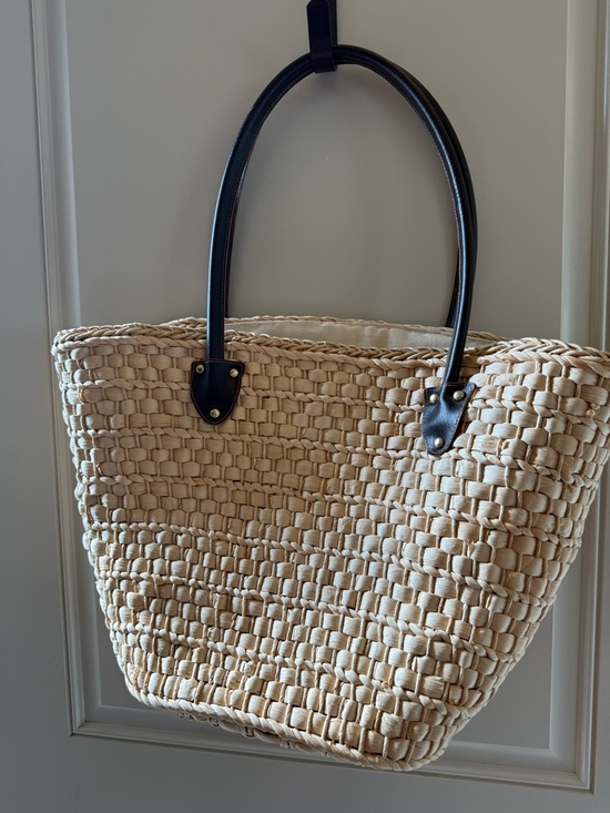Handbags - Woven Straw Market Tote | French Coastal Summer Beach Bag Large Neutral